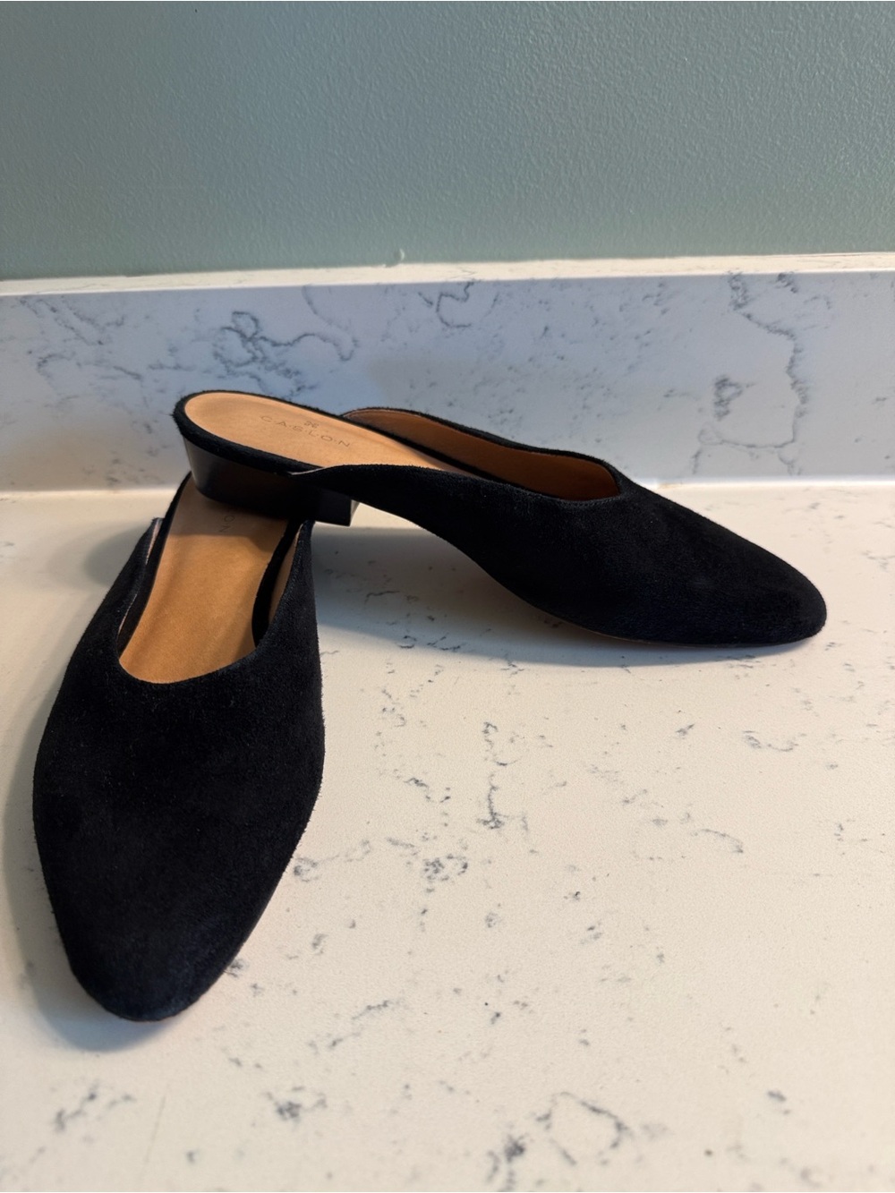 Caslon Black Suede Pointed-Toe Slip-On Mules